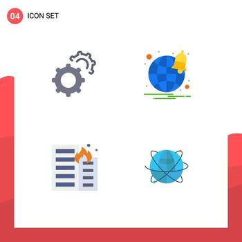 4 concepto de icono plano para sitios web móviles y aplicaciones equipo casa navegador globo ardiente elementos de diseño vectorial editables vector