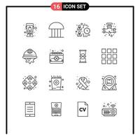 16 Thematic Vector Outlines and Editable Symbols of cap plumber courthouse mechanical work Editable Vector Design Elements