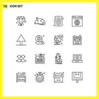 Set of 16 Modern UI Icons Symbols Signs for antivirus web mars server internet Editable Vector Design Elements