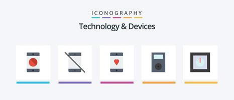 Devices Flat 5 Icon Pack Including ipod. devices. pc. mobile. heart. Creative Icons Design vector