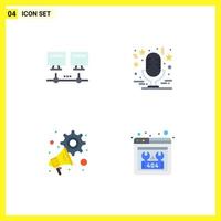 Set of 4 Commercial Flat Icons pack for computer marketing sound microphone settings Editable Vector Design Elements