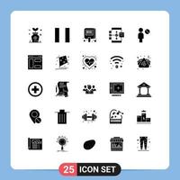 Universal Icon Symbols Group of 25 Modern Solid Glyphs of profile user label flowchart develop Editable Vector Design Elements