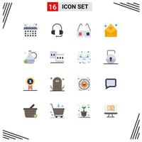 User Interface Pack of 16 Basic Flat Colors of cinema spa stereo jug open Editable Pack of Creative Vector Design Elements