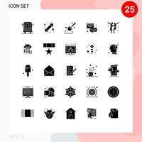 Modern Set of 25 Solid Glyphs Pictograph of party choreography shovel celebration consulting Editable Vector Design Elements