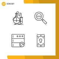 Pack of 4 Modern Filledline Flat Colors Signs and Symbols for Web Print Media such as analysis database research code search server Editable Vector Design Elements