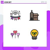 Pictogram Set of 4 Simple Filledline Flat Colors of day monastery women christian balloon Editable Vector Design Elements