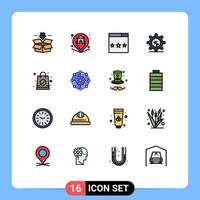 conjunto de 16 iconos modernos de la interfaz de usuario signos de símbolos para la búsqueda de engranajes del motor de configuración de bolsas elementos de diseño de vectores creativos editables