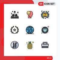 Pack of 9 Modern Filledline Flat Colors Signs and Symbols for Web Print Media such as education stare tag feature promotion Editable Vector Design Elements