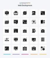 Creative Web Development 25 Glyph Solid Black icon pack  Such As development. web coding. chip. programming. coding vector