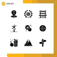 9 Universal Solid Glyphs Set for Web and Mobile Applications mail running chair runner athlete Editable Vector Design Elements