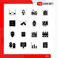 Universal Icon Symbols Group of 16 Modern Solid Glyphs of up square quad enlarge house Editable Vector Design Elements