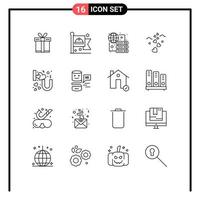 Outline Pack of 16 Universal Symbols of i wedding connect loving hearts Editable Vector Design Elements