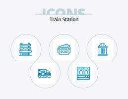 estación de tren icono azul paquete 5 diseño de iconos. . casa. habitación. boleto. boleto vector