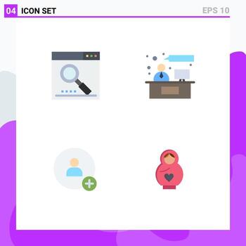 4 Flat Icon concept for Websites Mobile and Apps engine add page consulting twitter Editable Vector Design Elements