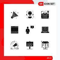 Group of 9 Solid Glyphs Signs and Symbols for business hardware cart controller console Editable Vector Design Elements