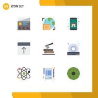 Modern Set of 9 Flat Colors and symbols such as page interface data grid mobile app Editable Vector Design Elements