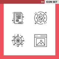 Universal Icon Symbols Group of 4 Modern Filledline Flat Colors of document crowdsourcing preferences options funds Editable Vector Design Elements