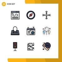 Universal Icon Symbols Group of 9 Modern Filledline Flat Colors of balloon printer snow web fashion Editable Vector Design Elements