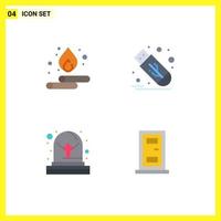 Set of 4 Modern UI Icons Symbols Signs for droop grave energy stick construction Editable Vector Design Elements