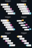 plantilla de diapositiva de presentación del paquete de infografías vectoriales 6 diagramas de ciclo de 5 pasos y líneas de tiempo vector