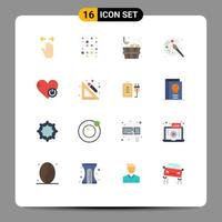 16 Universal Flat Color Signs Symbols of off hobby scince hobbies color Editable Pack of Creative Vector Design Elements