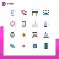 Set of 16 Modern UI Icons Symbols Signs for phone target gymnastics target profile Editable Pack of Creative Vector Design Elements