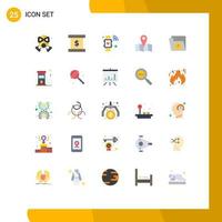 Set of 25 Vector Flat Colors on Grid for service file heart home map Editable Vector Design Elements