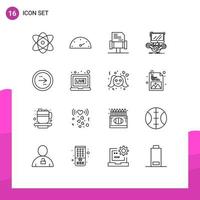 Set of 16 Commercial Outlines pack for direction arrow law online internet Editable Vector Design Elements