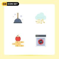4 Flat Icon concept for Websites Mobile and Apps cleaning encryption data apple safe Editable Vector Design Elements