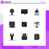 Modern Set of 9 Solid Glyphs Pictograph of location real estate campaign property calendar Editable Vector Design Elements