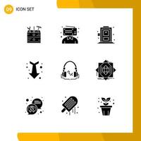 9 Solid Glyph concept for Websites Mobile and Apps audio headphone home straight down Editable Vector Design Elements