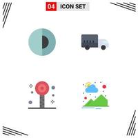 User Interface Pack of 4 Basic Flat Icons of earth lollipop world transport summer Editable Vector Design Elements