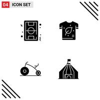 conjunto de pictogramas de glifos sólidos simples de camiseta de fútbol soccer eco bicicleta elementos de diseño vectorial editables vector