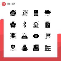 Set of 16 Modern UI Icons Symbols Signs for weather rain transformation nature imac Editable Vector Design Elements