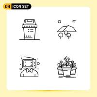 4 Creative Icons Modern Signs and Symbols of bin customer trash tree man Editable Vector Design Elements