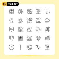 25 Thematic Vector Lines and Editable Symbols of spoon kitchen brick cabinet home Editable Vector Design Elements