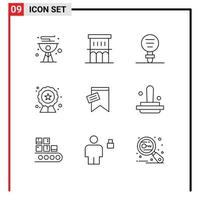 9 Creative Icons Modern Signs and Symbols of badge quality property research experiment Editable Vector Design Elements