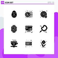 Universal Icon Symbols Group of 9 Modern Solid Glyphs of insight business protection heart watch Editable Vector Design Elements