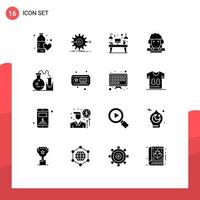 User Interface Pack of 16 Basic Solid Glyphs of sheep easter setting monitor workplace Editable Vector Design Elements