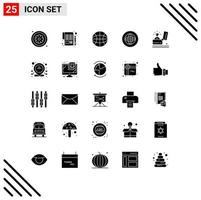 Universal Icon Symbols Group of 25 Modern Solid Glyphs of support global sheet communication world Editable Vector Design Elements