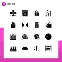 Pictogram Set of 16 Simple Solid Glyphs of education revenue lock profit heart lock Editable Vector Design Elements