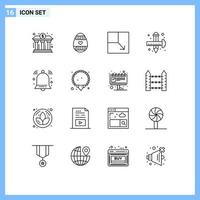 Group of 16 Outlines Signs and Symbols for alert drawing holidays draw art Editable Vector Design Elements