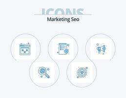 marketing seo blue icon pack 5 diseño de iconos. contenido. lista. clasificación. verificar. clasificación del sitio web vector