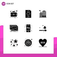 Solid Glyph Pack of 9 Universal Symbols of seo memory business electronic component Editable Vector Design Elements