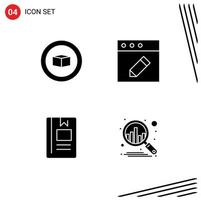 Group of Modern Solid Glyphs Set for basic learning app book business Editable Vector Design Elements