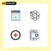 4 User Interface Flat Icon Pack of modern Signs and Symbols of dashboard plus web speed checking genetic seo Editable Vector Design Elements