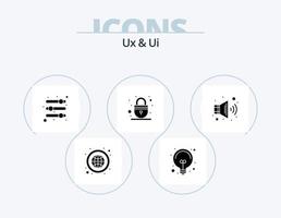 ux y ui glyph icon pack 5 diseño de iconos. altavoz. web. opciones seguridad. cerrar vector