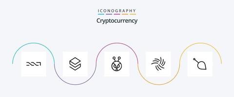 paquete de iconos de línea de criptomoneda 5 que incluye moneda. cripto moneda criptográfica. moneda vector