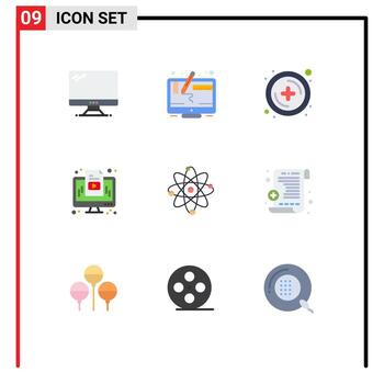 9 Universal Flat Colors Set for Web and Mobile Applications energy monitor screen media computer Editable Vector Design Elements