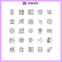 Modern Set of 25 Lines and symbols such as shield leaf building security website Editable Vector Design Elements
